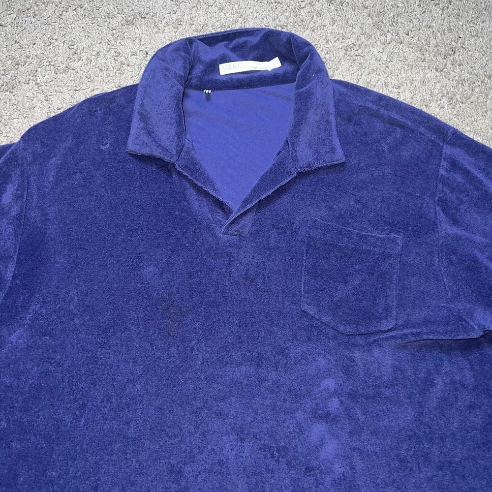 Criquet Polo Shirt Mens 2XL Blue Terry Cloth Cotton Pocket Golf Athleisure